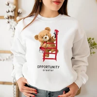creative paint teddy bear print sweatshirt winter thickening plus size men women wool lovers sport warm hip hop street %e2%80%8bhoodie