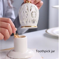 2021european style cotton swab pot household toothpick holder ceramic hollow carved toothpick box hotel living room decoration
