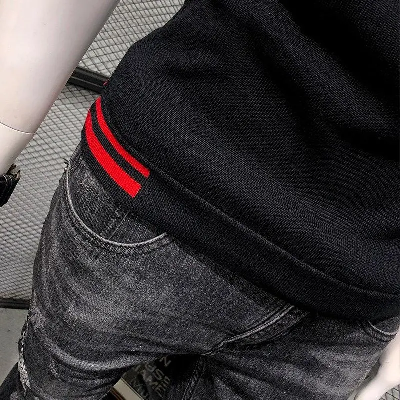 

Men's spring and autumn short sleeve sweater round neck Pullover slim trend youth half sleeve T-shirt