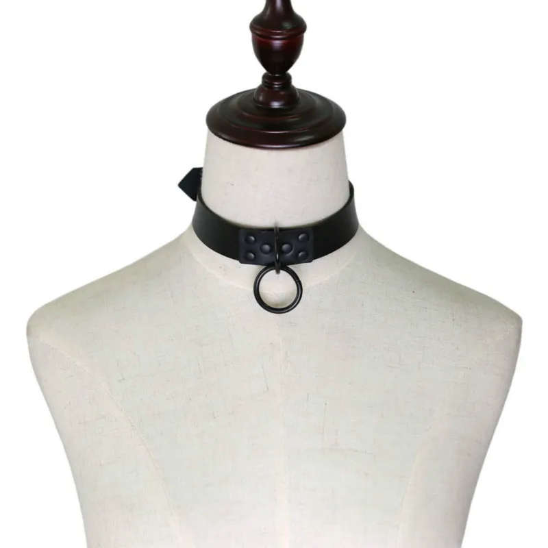 Темный готический кожаный ошейник индивидуальная Мода все черные заклепки