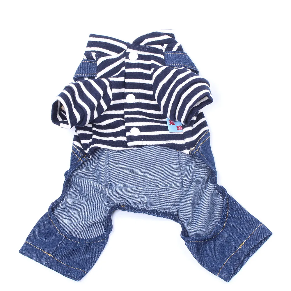 Striped Dog Cat Jumpsuit Hoodie with Big Pocket Pet Puppy T-Shirt Coat Autumn Clothes Apparel | Дом и сад