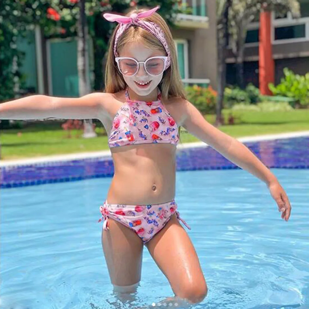 Бикини для маленьких мальчиков Раздельный купальник лето 2020 девочек с принтом