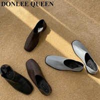 brand flats shoes women slip on casual loafers new fashion square toe ballet boat shoes shallow soft ballerinas zapatillas mujer