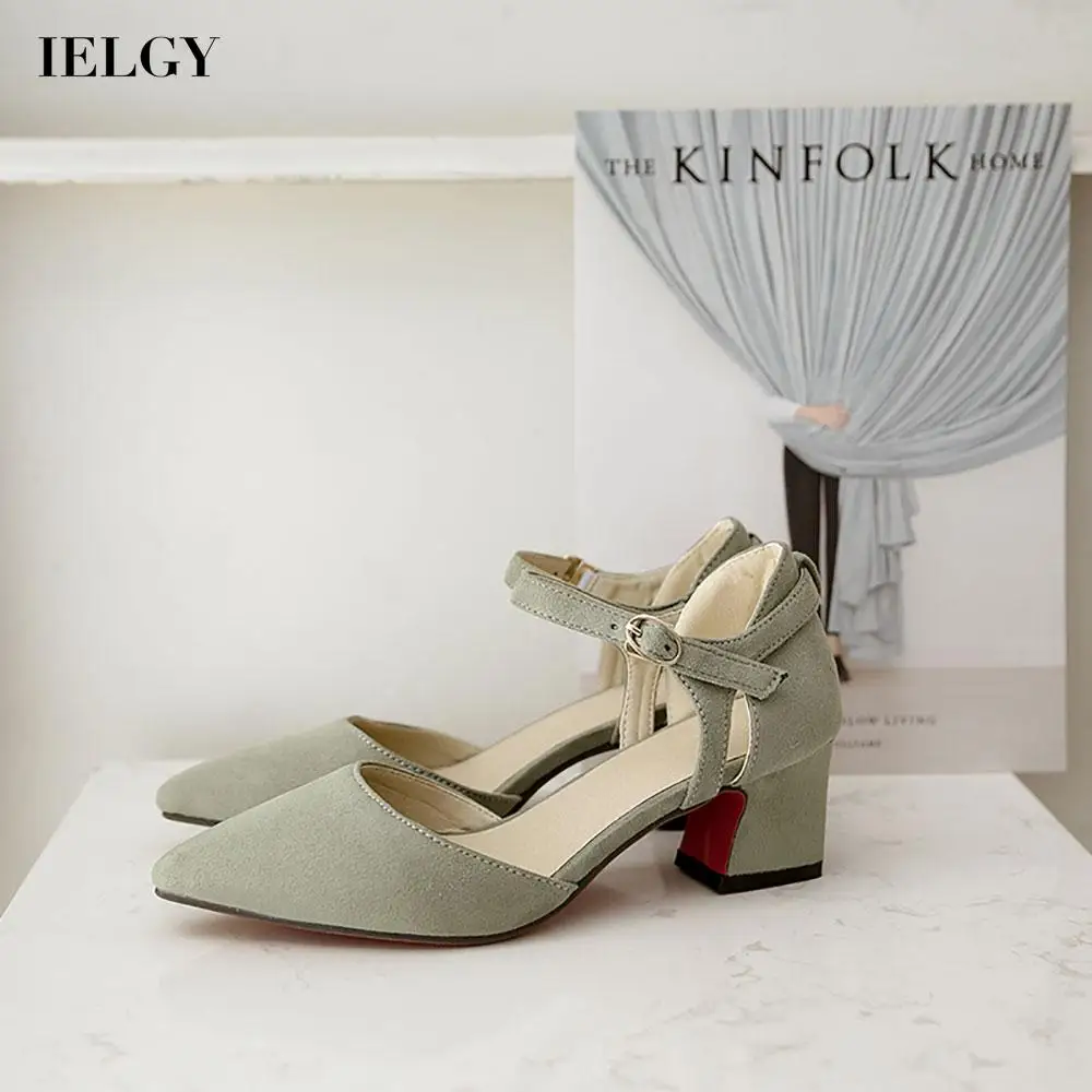 

Женские босоножки большого размера с острым носком, на толстом среднем каблуке