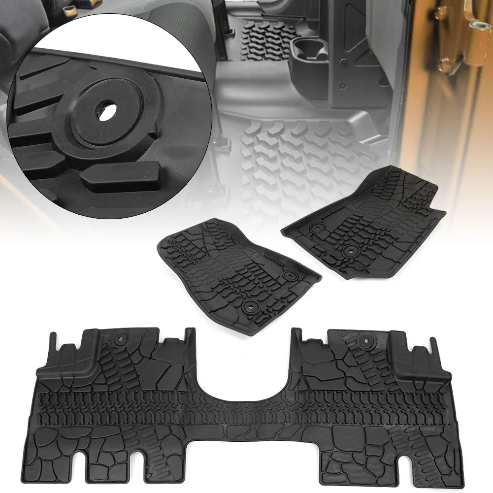 

Black Rubber Car Slus Weather Floor Mats Waterproof For Jeep Wrangler Accessoriess Unlimited 4 Door 2014 2015 2016 2017