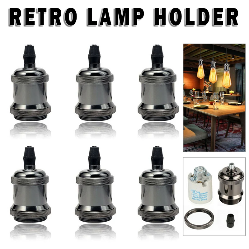 4 шт. E27 патрон лампы Эдисона подвесной Ретро Винтаж алюминиевый цоколь DIY