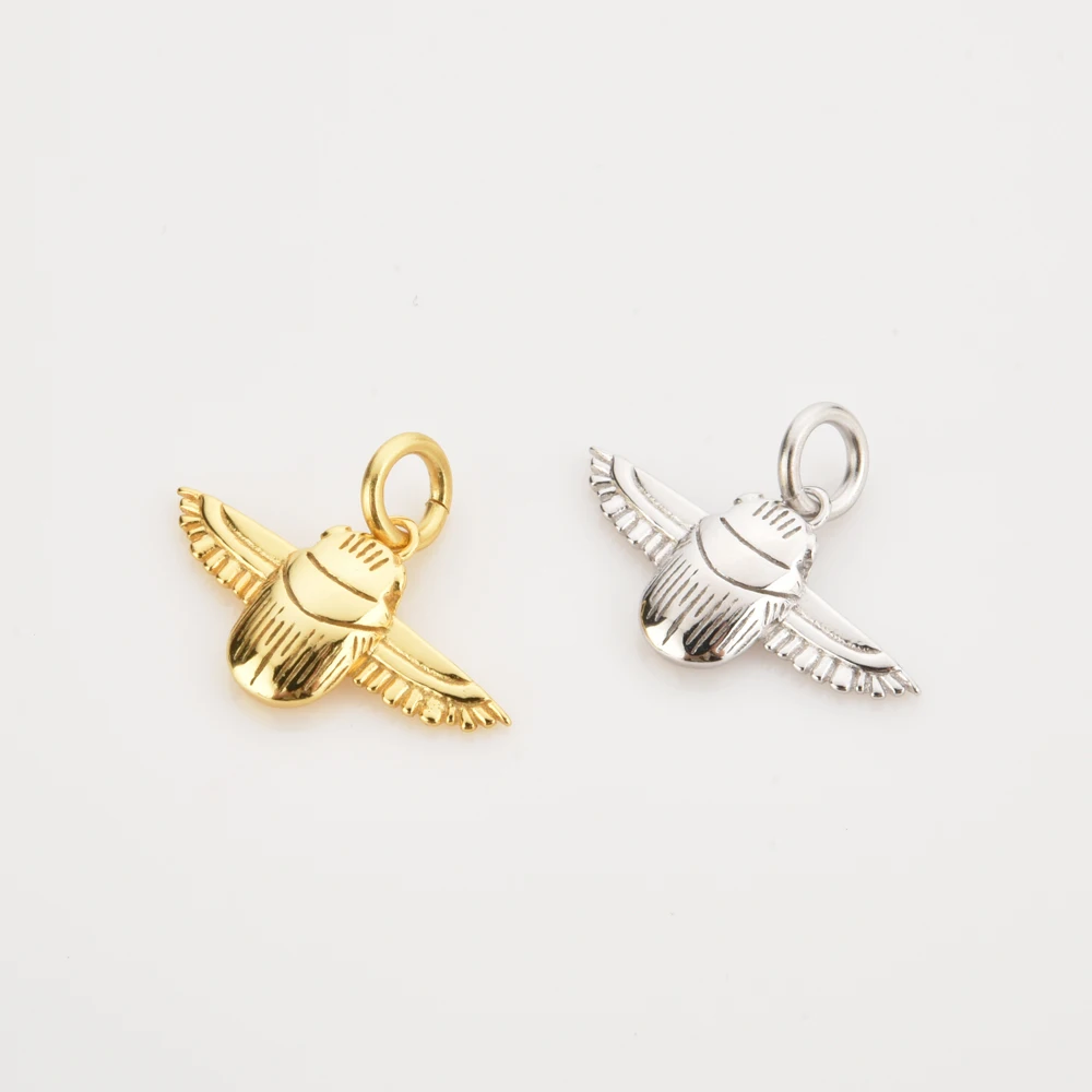 ANDYWEN 925 Sterling Silver Gold Colgante Escarabajo Egipcio Plata Recubierta Pendant For Necklace Women Wedding Jewelry | Украшения и