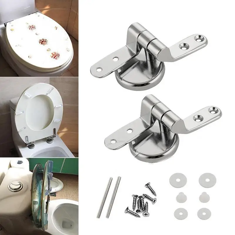 

Replacement Pair of Zinc Alloy Home Toilet Seat Hinges Include Fittings Fixings