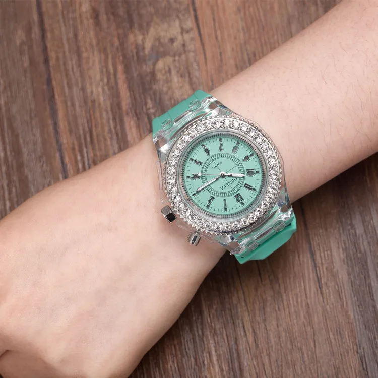 Mint green Светящиеся часы со светодиодной подсветкой индивидуальные, трендовые мужские и женские модные наручные часы для студентов подарок - Цвет: Mint green