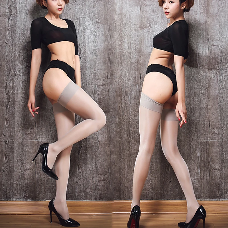 Женские чулки размера плюс 15D сексуальные розовые белые блестящие выше колена