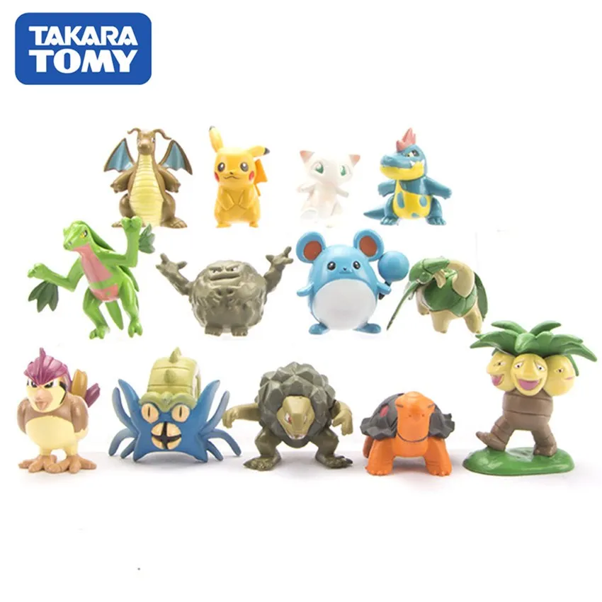 

Экшн-фигурки TAKARA TOMY Pokemon Mini Pikachu Marill Pidgeot Exeggutor, коллекционные модели, игрушки, подарки для детей, модель автомобиля
