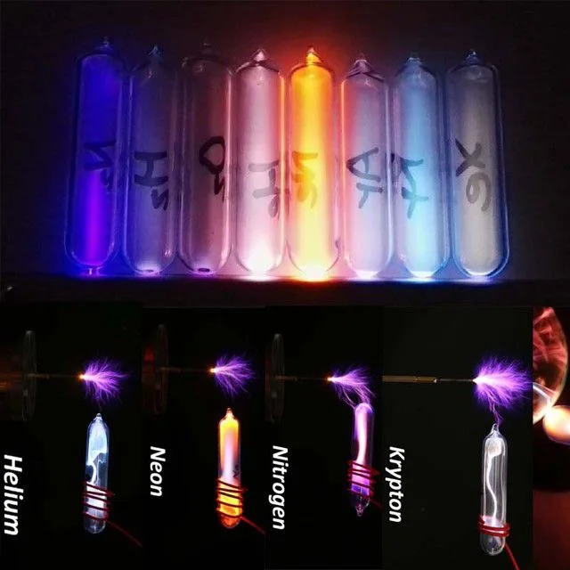 

8 Rare Luminous Gas In Sealed Glass 99.999% Pure Krypton Helium Neon Argon Xenon Oxygen Nitrogen Hydrogen Element Collection