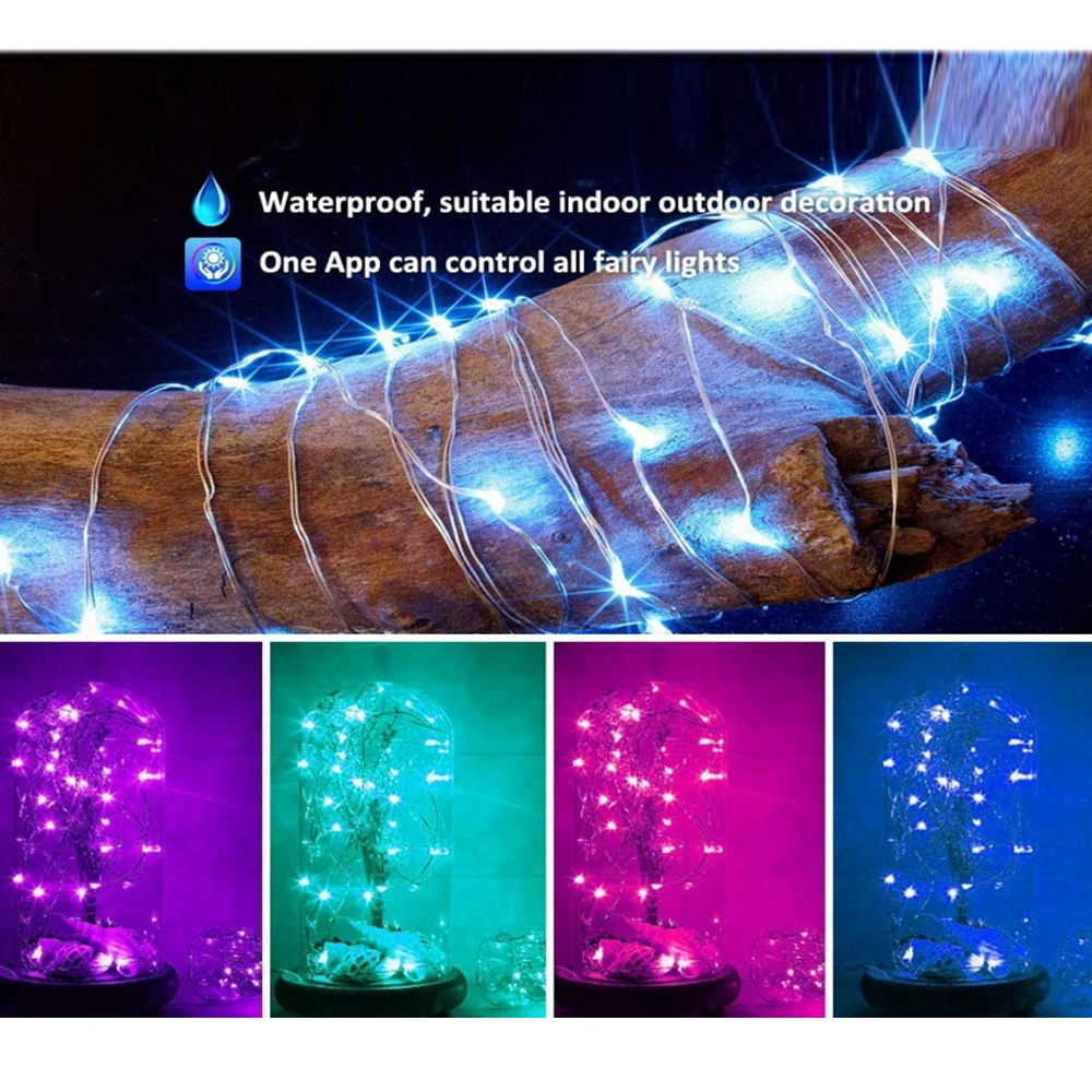 2M 5M 10M 20M Светодиодная гирлянда Bluetooth-совместимое управление цветом RGB USB-питание Феерия гирлянда Xmas Bedroom Party Гибкие огни.