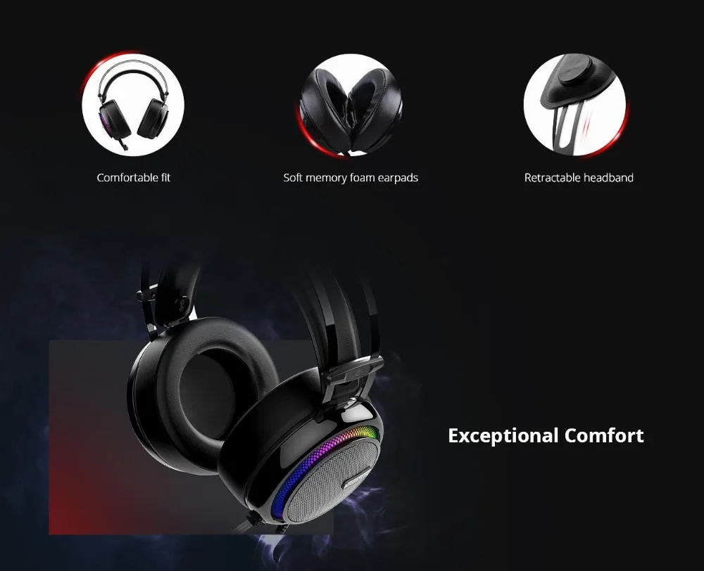 [] Tronsmart Glary Virtual 7,1 стерео звук Игровая гарнитура с красочным Светодиодный подсветкой, usb-порт для nintendo Switch/PS4