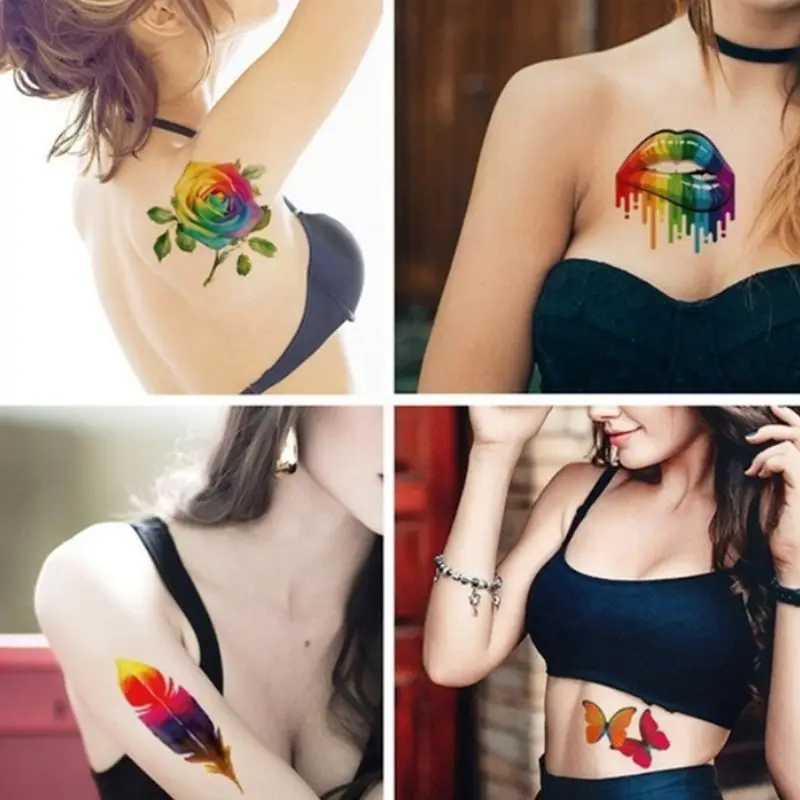 Одноразовые радужные наклейки для татуировок на тело гей парады торжеств