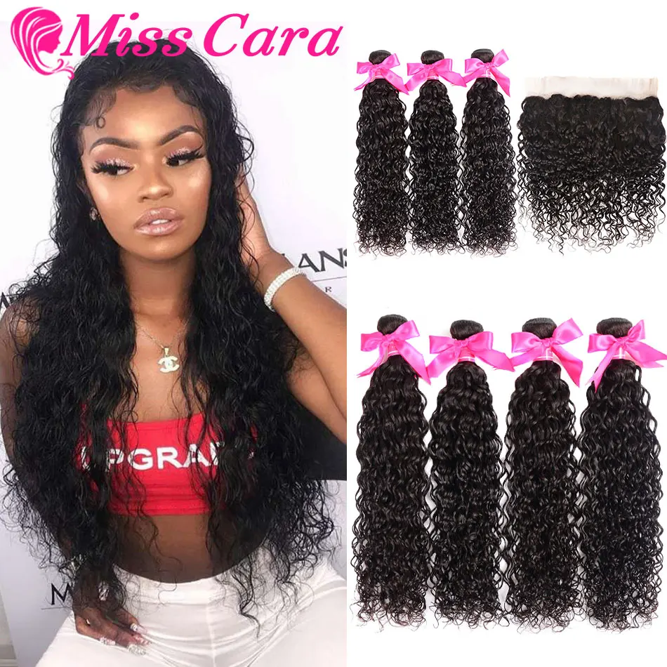 Прозрачная Кружевная передняя часть с пучками малазийские волнистые пучки