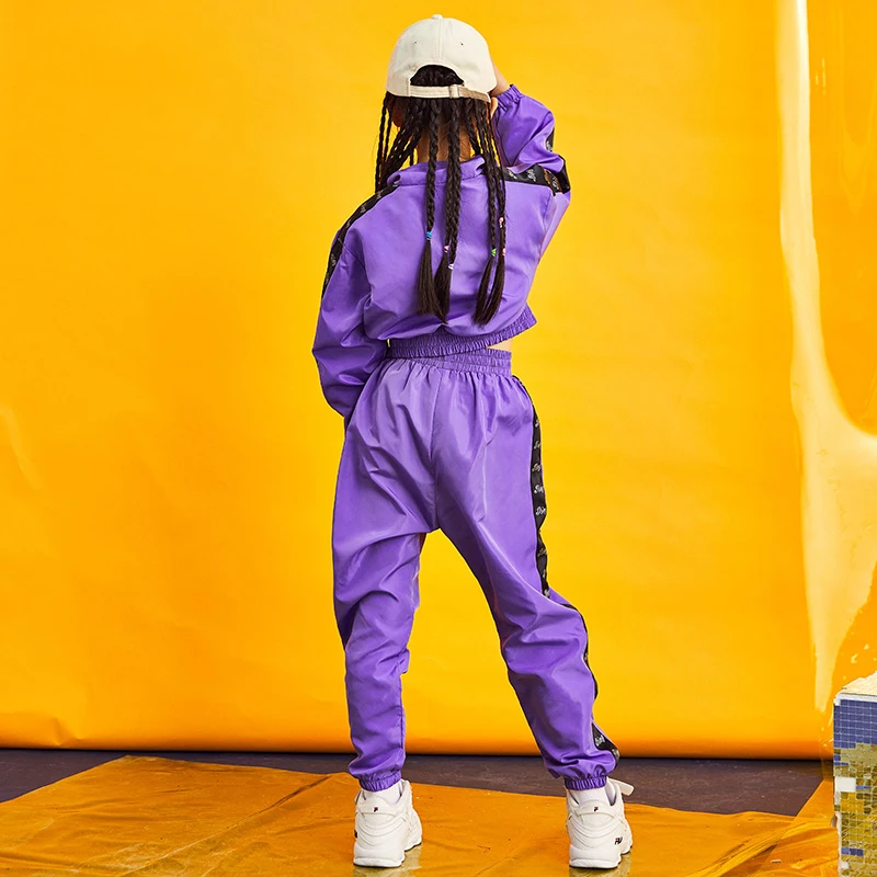 

2021 New Jazz Costumes Kids Long Sleeve Short Coat Pants Girls Hip Hop Clothing Children Street Dancing Clothes Stage Outfit