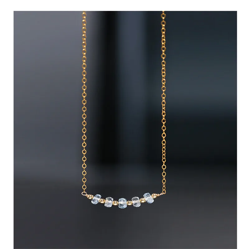 DMBS027 Аквамарин кулоном женское колье из драгоценных камней натуральной желтого