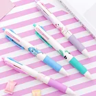 Мультяшные гелевые ручки, выдвижная шариковая ручка 4 цветов в 1 с изображением фламинго, единорога, кактуса