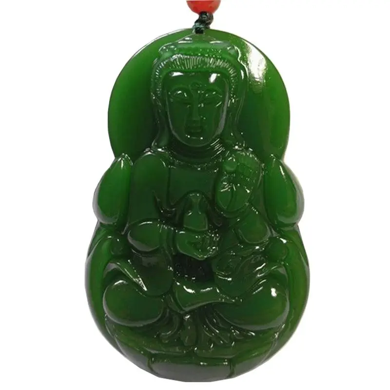 Xinjiang Hetian Jade Guanyin Подвеска Ожерелье гуанинь Лотос для мужчин | Дом и сад