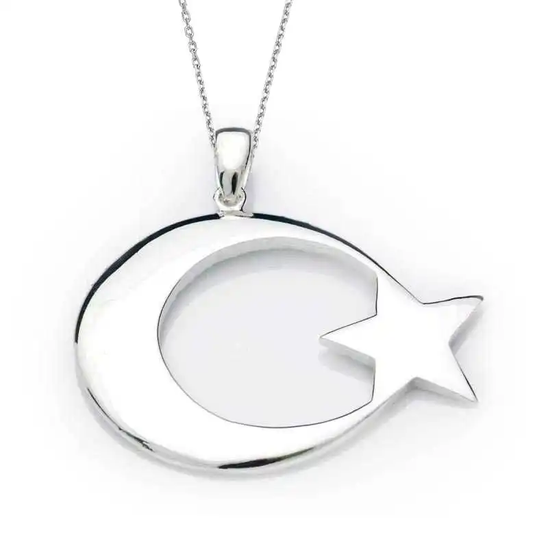 

Silverlina Silver Moon Star Flag Necklace