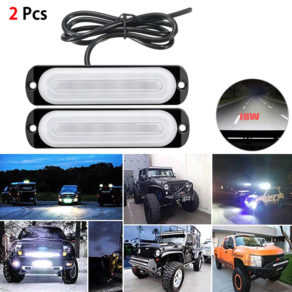 

2pcs 6led 18w Dc 12v 333ma Car Fog Light Anti-collision Dust-proof And Splash-proof White Universal Suv ATV Car Emergency Lamp