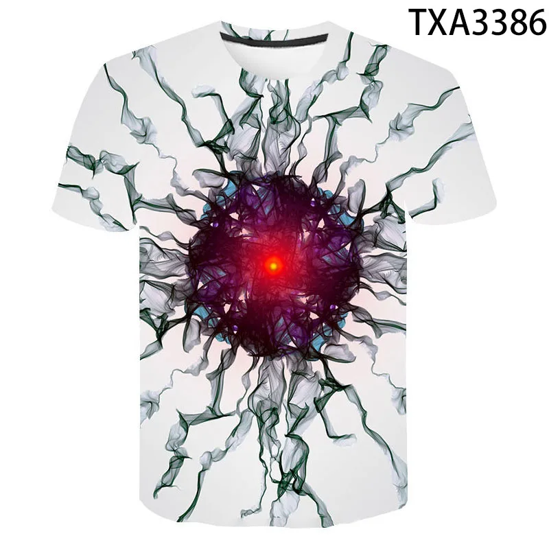 

2021 New Summer Short Sleeve Smoke Printed 3D T-Shirt Men Women Children Summer Cool Streetwear Cool Boy Girl Kids Tops