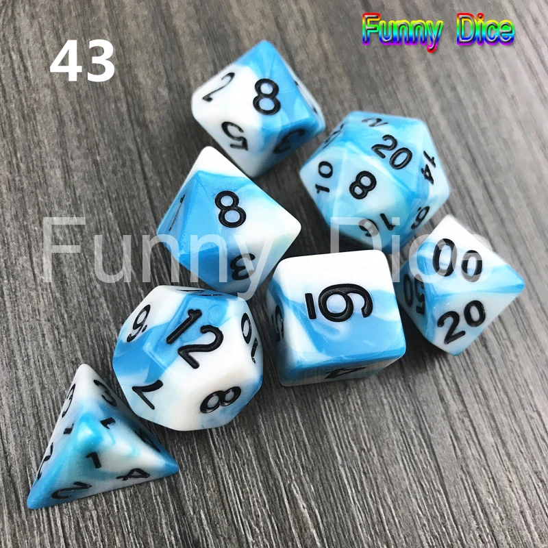 Многогранный белый микс синий цвет кости полный набор D4 D20 плюс сумка идеально