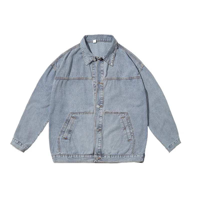 

Retro tooling denim jacket men's spring autumn casual student loose jacket mens fashion clothing trends distressed denim jacket