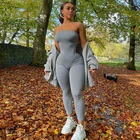 Hirigin, спортивные комбинезоны с запахом на груди, облегающий женский модный слитный наряд 2021, повседневная одежда для отдыха без бретелек, Комбинезоны