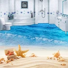Пользовательские 3D Настенные обои, морская волна, Пляжная фотография, наклейка, настенные наклейки, ванная комната, гостиная, ПВХ, самоклеящиеся напольные картины