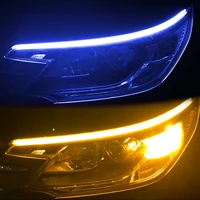 2x 2021 newest start scan led car drl daytime running lights auto flowing turn signal guide thin strip lamp styling accessories