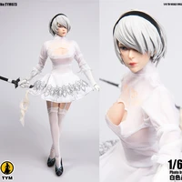 cosplay 16 nier automata 2b tym073 female white battle costume skirt clothes set026 head for 12 pale body dolll