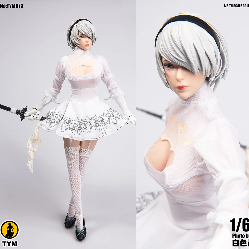 Косплей 1/6 NieR Automata 2B тим073 женский белый боевой костюм юбка комплект одежды 026