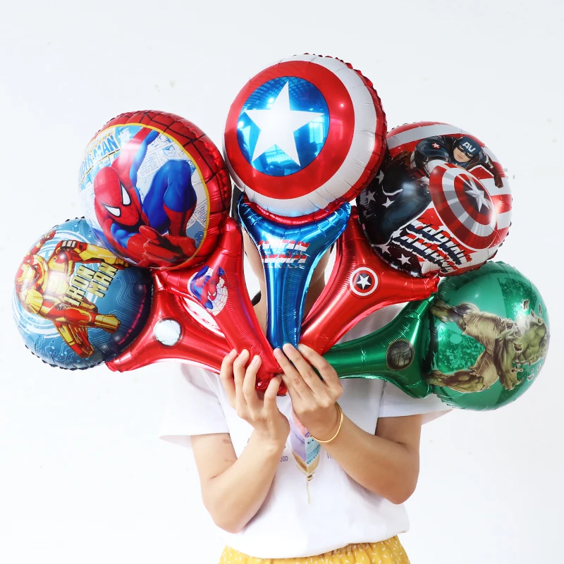 

50 шт., 30*50 см, Мультяшные герои Marvel, ручная палочка, фольга, воздушный шар с изображением Человека-паука Hero, воздушные шары, детские игрушки, ук...