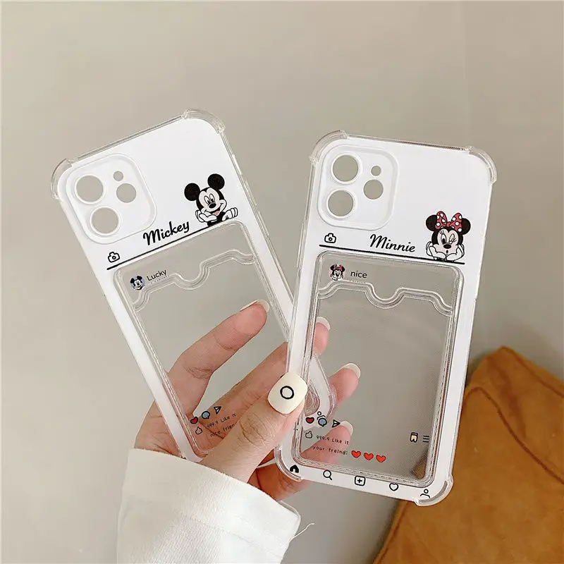 

2021 Mickey Minnie Put Photos Phone Case Cover for Iphone 13 12 Pro Max 11 8 7 6 S XR PLUS X XS SE 2020 Mini Couple Card Holder