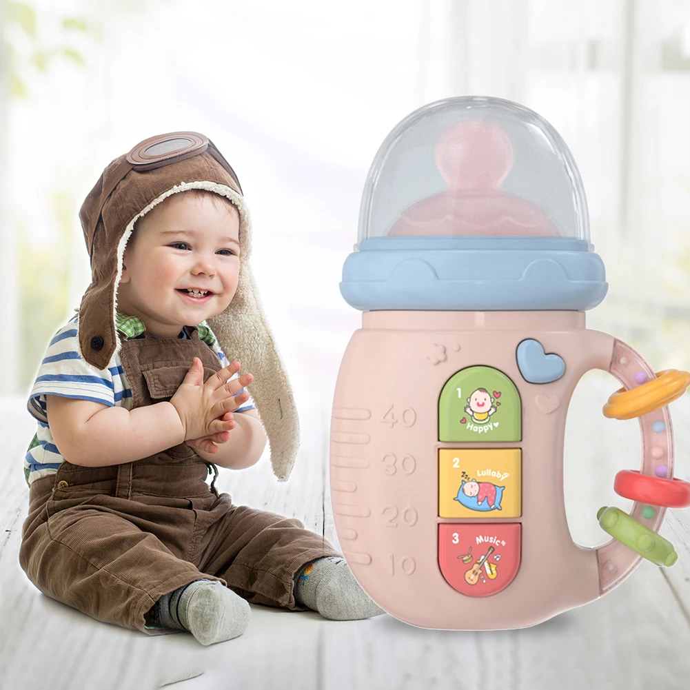 

Newborn Baby Cartoon Electric Feeding Bottle Musical Mobile Phone Pacifier Toys Toddlers Early Education Phone Kids Gifts