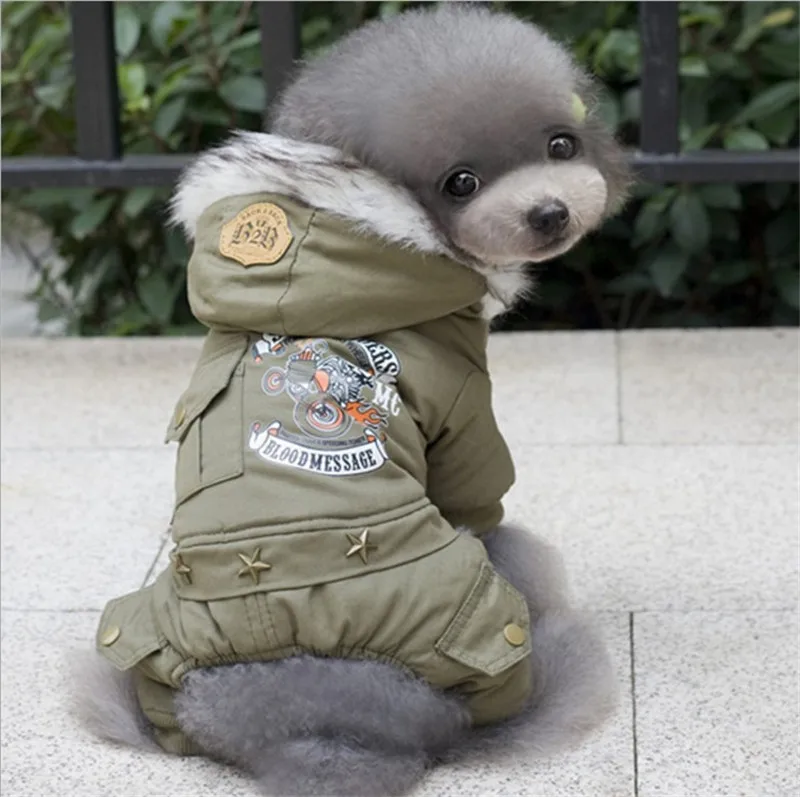 Лучшая плотная зимняя одежда для собак с капюшоном в стиле водителя четыре лапы