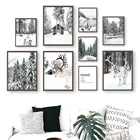 Северный кедр зимний Снежный лес дом настенная Картина на холсте скандинавские постеры и принты настенные картины для декора гостиной