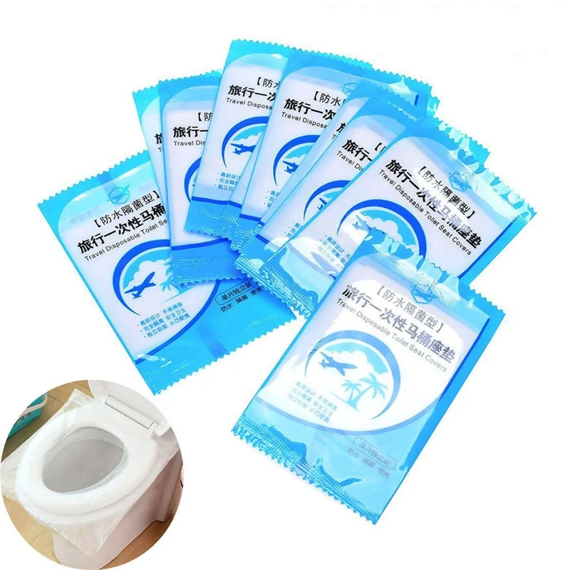 50PCS Disposable Toilet Seat Cover Mat Portable 100% Waterproof Safety Pad For Travel/Camping Bathroom Accessiories - купить по