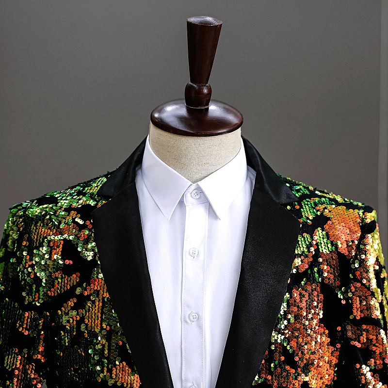 4-цветный бархатный смокинг с блестками и мужской костюм певицы сценический