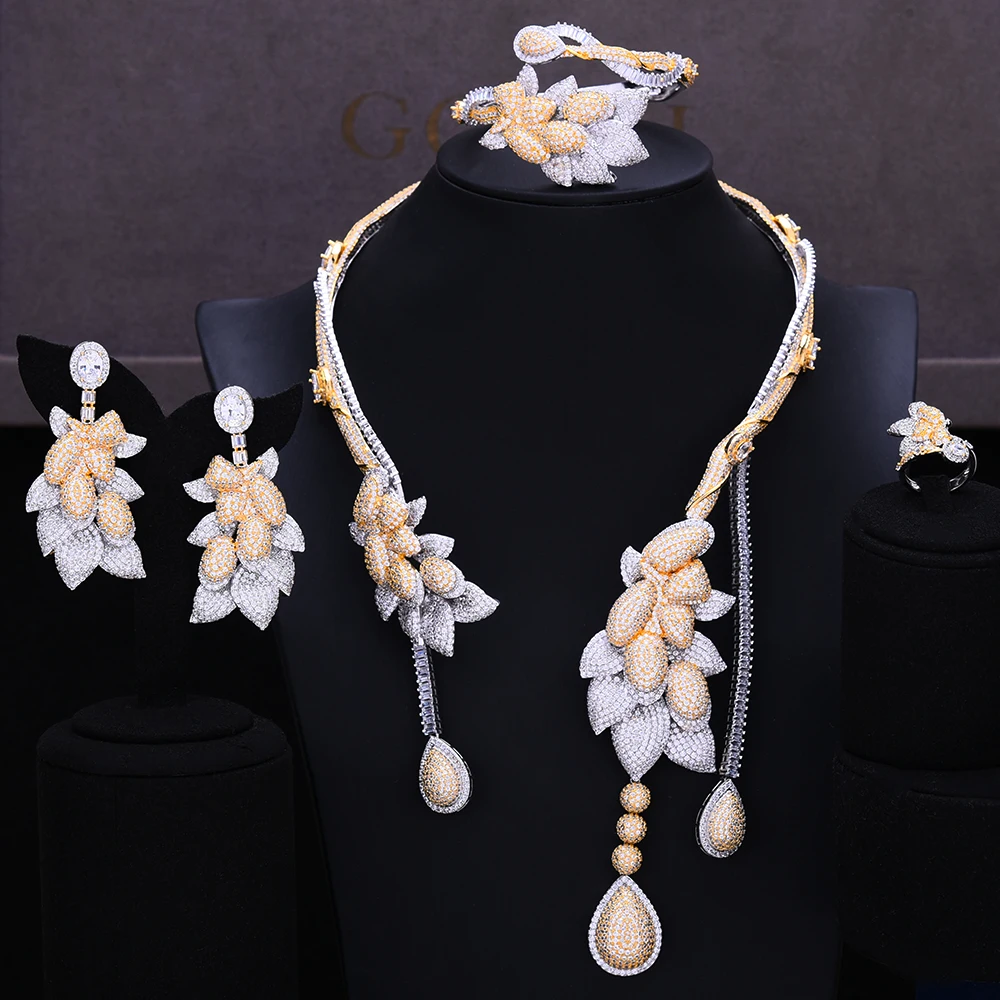 GODKI известный бренд FlowerCharms Роскошные нигерийские Дубаи Ювелирные наборы для