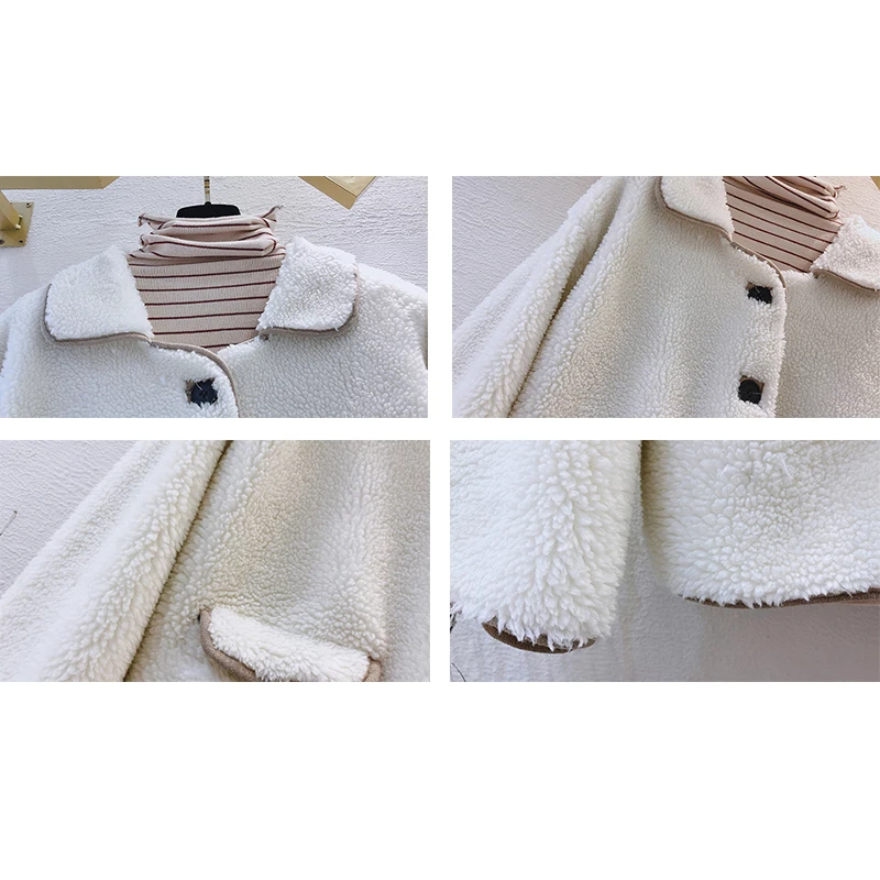 2020 Autumn Winter Real Fur Coat Women Clothes Short Korean Loose Sheep Shearing Wool Jacket Overcoat Manteau Femme | Женская одежда