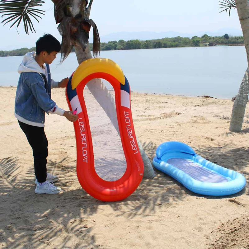 

Foldable Reclining Chair PVC Floating Bed With Shade Shed For Outdoor Water Floating Bed Adult Backrest Pneumatic Float
