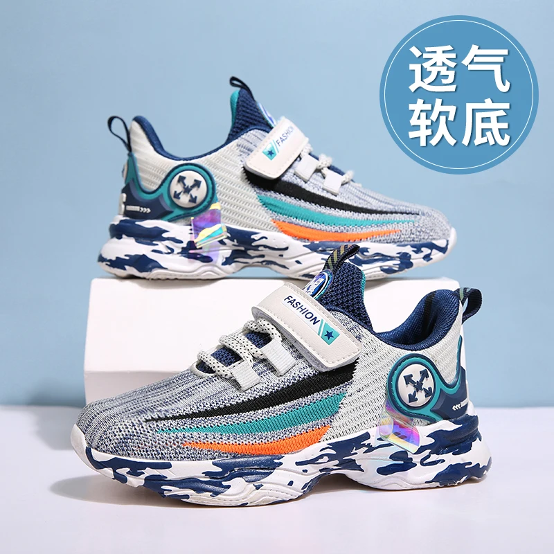 

High Quality Youth Casual Boys Children Sneakers Breathable School Boys Casual Shoes Black Weaving Teenage Boys Shoes Size 28-39