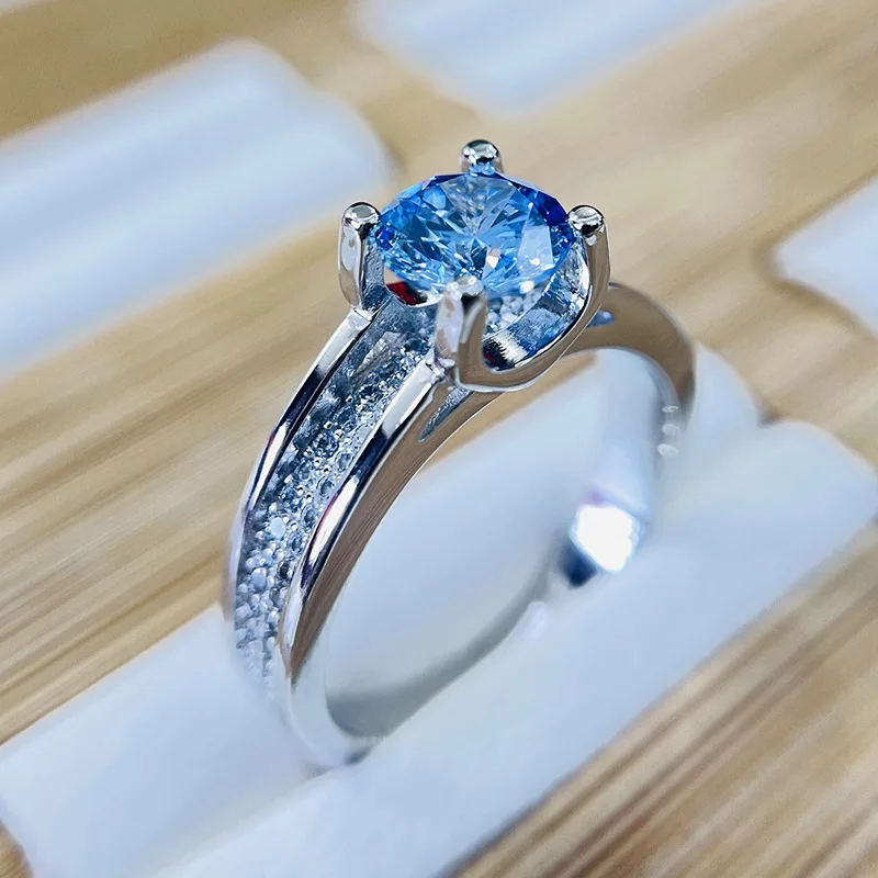 Real 18k Gold Rings for Women Luxury 2carat Diamond Fine Jewelry Wedding Anniversary Party for Girlfriend&Wife Gift Bijoux Femme
