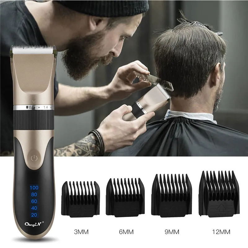 

Professional Hair Clipper Men's Barber Beard Trimmer Rechargeable Hair Cutting Machine Ceramic Blade Low Noise Adult Kid Haircut
