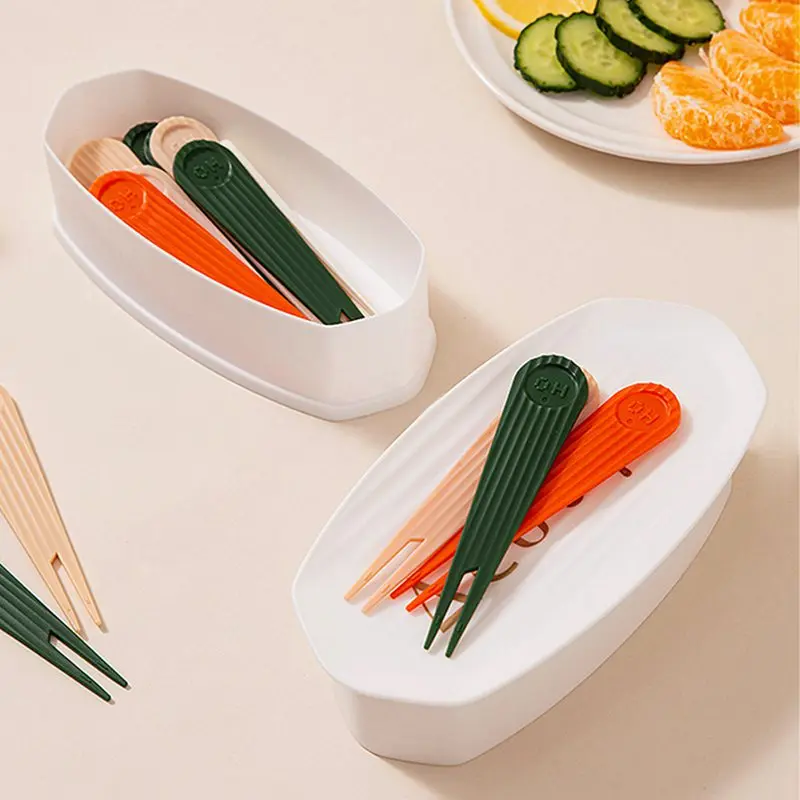 

Multicolor Fruit Fork Storage Box Dustproof Fruit Plug Storage Box Kitchen Household Dessert Dessert Fork Storage Box