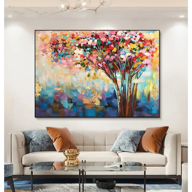 

Fanciful Tree Oil Painting On The Wall Art Abstract Poster and Prints Colorful Decor Picture for Living Room Home Design