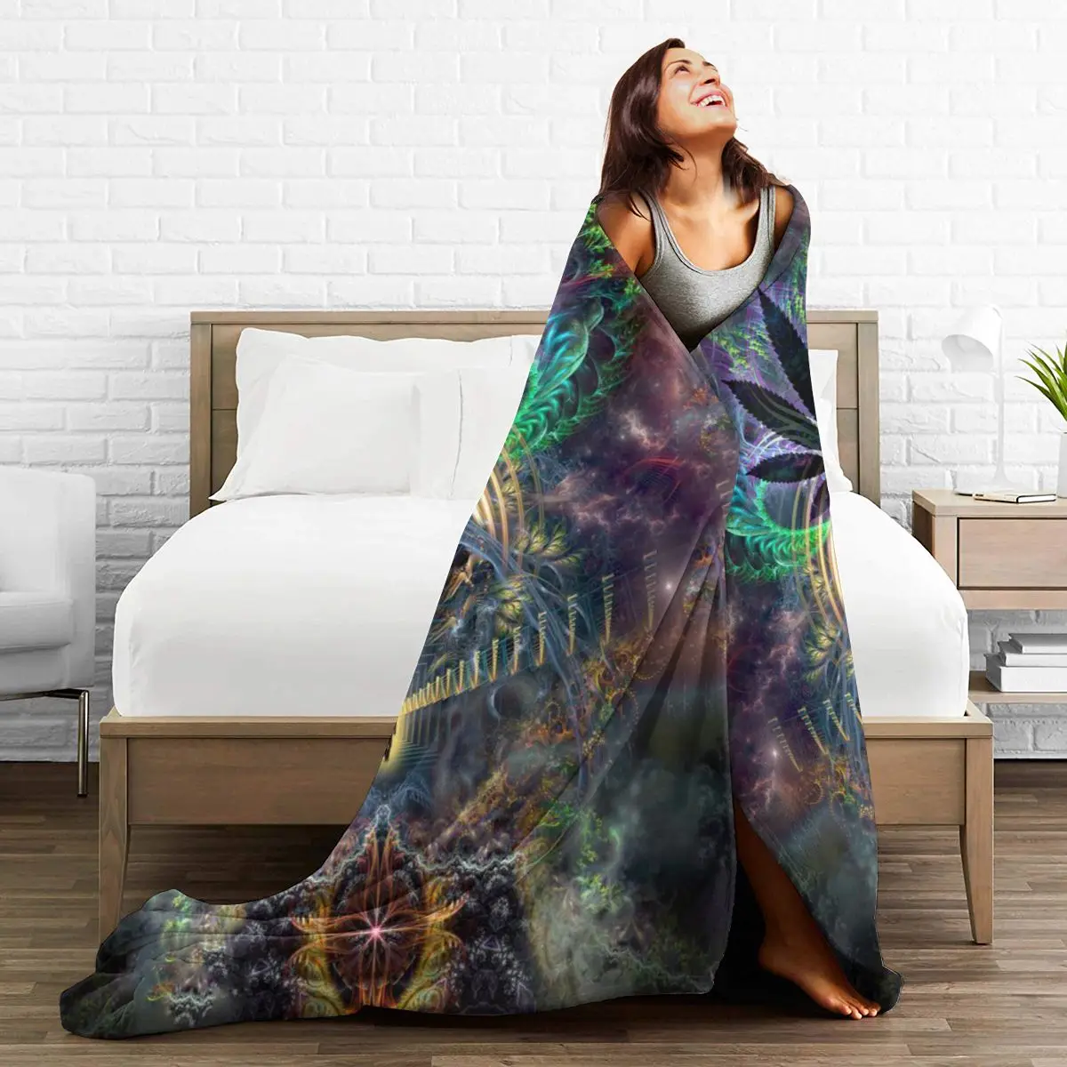 

New 3D PersonalityLeaf Printed Flannel Blanket Sheet Bedding Soft Blanket Bed Cover Home Textile Decoration